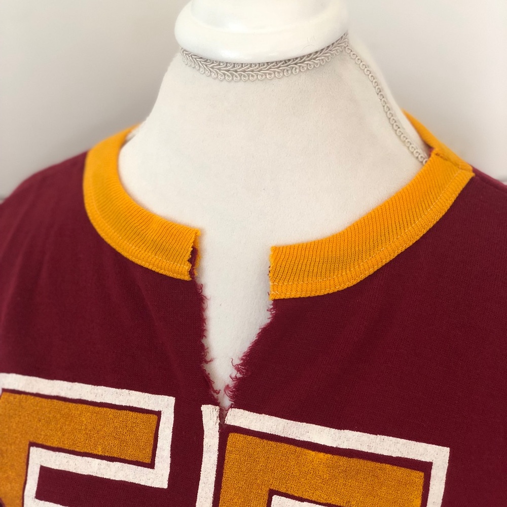 Vintage football cropped sweatshirt crimson and gold XS - Picture 7 of 14